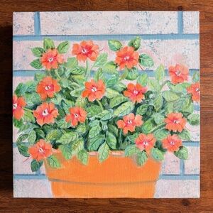 Vintage original signed floral oil painting